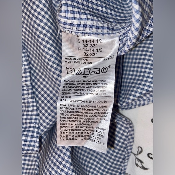 2/60$ Men’s Banana Republic white&blue checks slim fit non‎ iron shirt Sz small - Picture 5 of 10